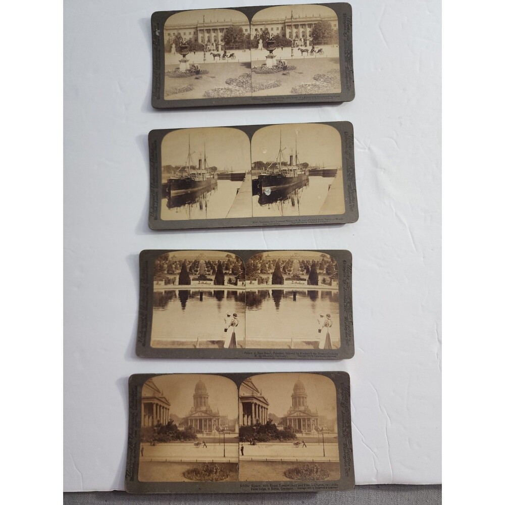 Lot of 4 Antique Underwood & Underwood Stereoview Cards Germany Berlin Potsdam